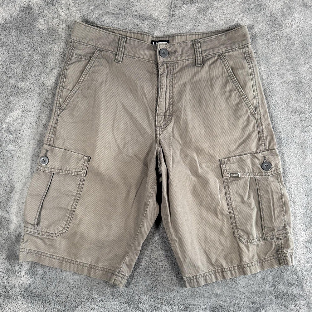 Vans Cargo Shorts Mens Size 28 Beige Cotton Canvas 11" Inseam Skater Casual